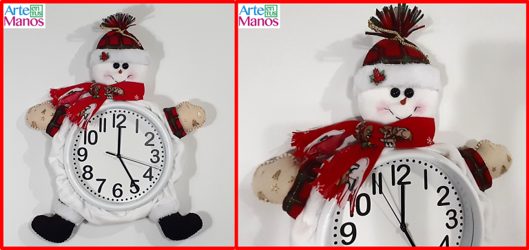 Cómo decorar un Reloj para Navidad con Muñecos de Nieve